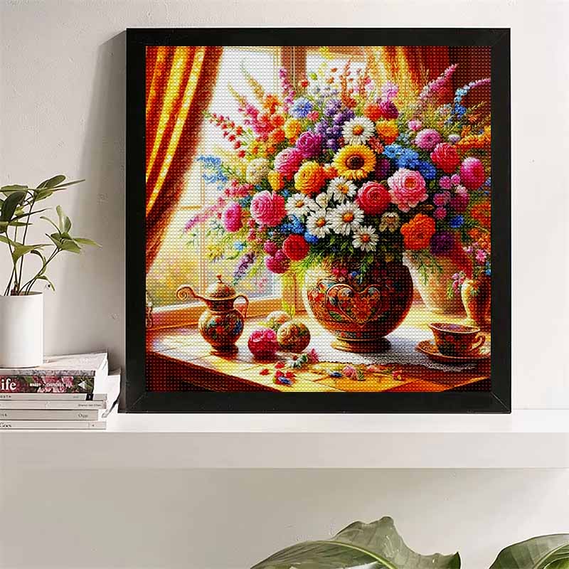 New Arrival 5D DIY Full Circle Diamond Painting "Vase Flowers" Embroidery Cross Stitch Home Decor Gift
