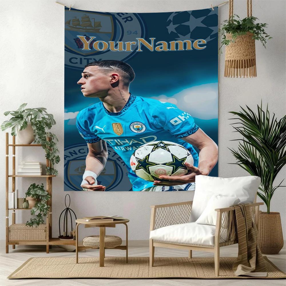 Manchester City Custom Your Name Wall Decor Tapestry Art For Pet Memorial Birthdaywedding Party Backdrop Family Gift