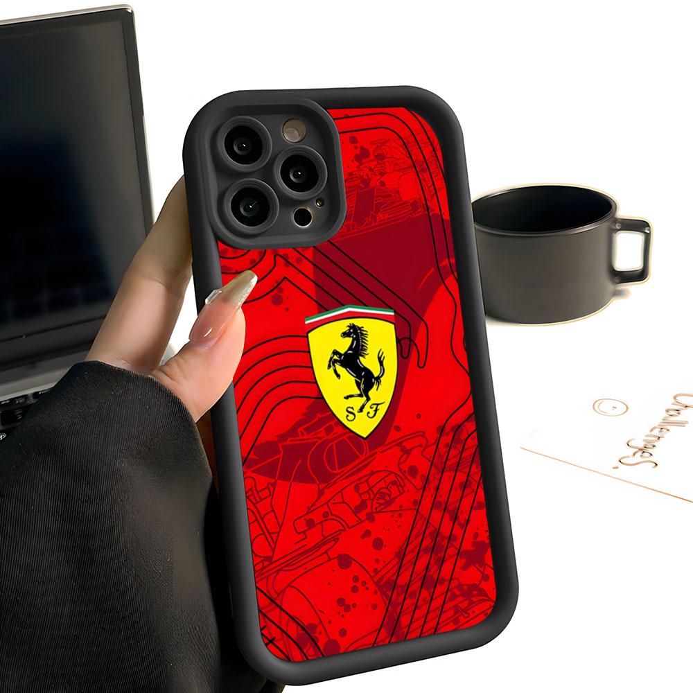 Luxury FerrariEs Sports Car Phone Case Simple Solid Color Frosted Silicone For IPhone 17 16 13 12 15 14 Promax Plus All Inclusi JG2