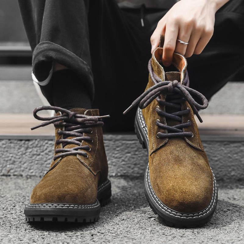 Fashion Mens Boots Design Sense Fashion Versatile Locomotive Boot Big Head Shoes Classic Tooling Boots High Quality Versatile Man Boots