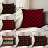 Classic Christmas Plaid Pillow Case Anti-dustmite Pillowcase Invisible Zipper Silky Short Plush Sofa Cushion Cover