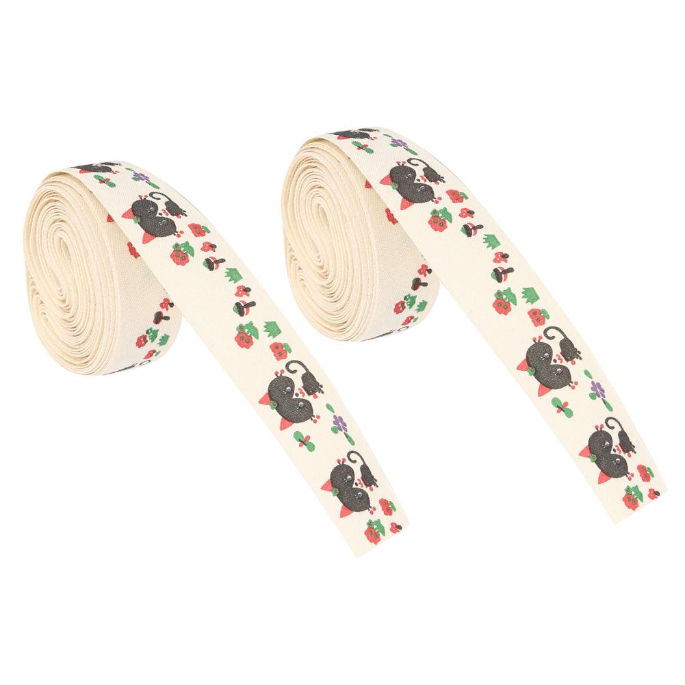 2Pcs Printed Cartoon Polyester Cotton Ribbon for  Craft Christmas Wedding Gifts Wrapping Decorati