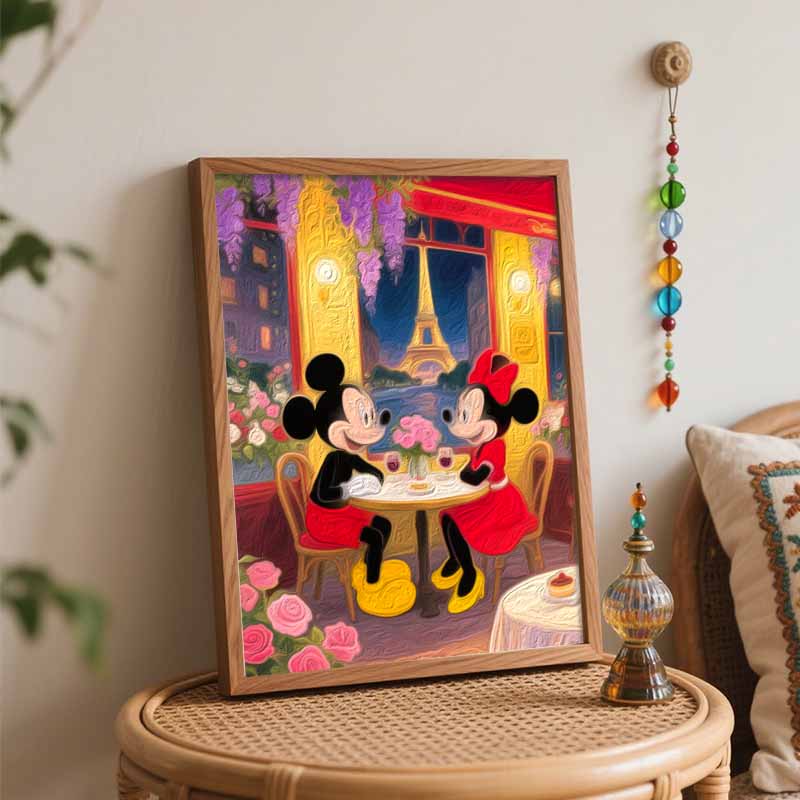 Disney Mickey and Minnie Paris Eiffel Tower Paint by Numbers Painting Art Kit Home Decor Gift