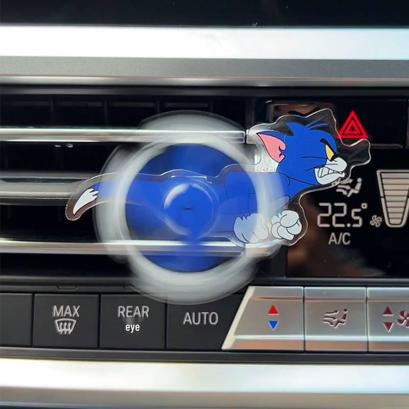 Rotatable Cartoon Cat and Mouse Car Air Vent Swirling Acrylic Clip Decor