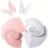 1Set 25Pcs 3D Butterfly Wine Glass & Wall Decor Stickers - Laser - Cut Skeleton Paper Cup Cards for Weddings, Pink & White