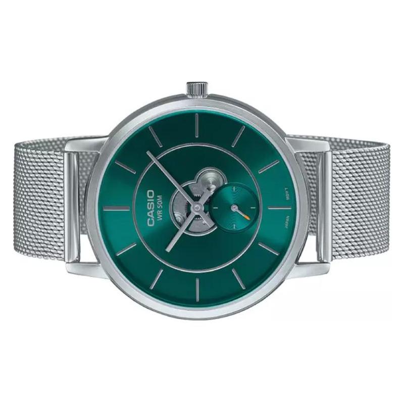 Casio CASIOSTANDARD Serie 50m wasserdicht Quarzwerk Edelstahlarmband Japanische und Koreanische Uhr Herrenuhr grünes Zifferblatt MTP-B130M-3AV