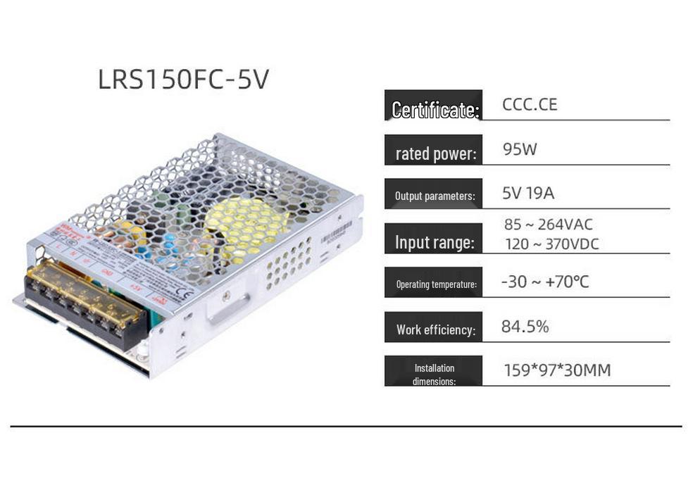 Wangma LRS-5V Slim LED Strip Adjustable 5V DC Constant Voltage Power Supply