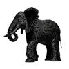 Black Elephant Figurine 3D Printed Elephant Ornament Tribal Style Elephant Statue for Home Table Desk Shelf