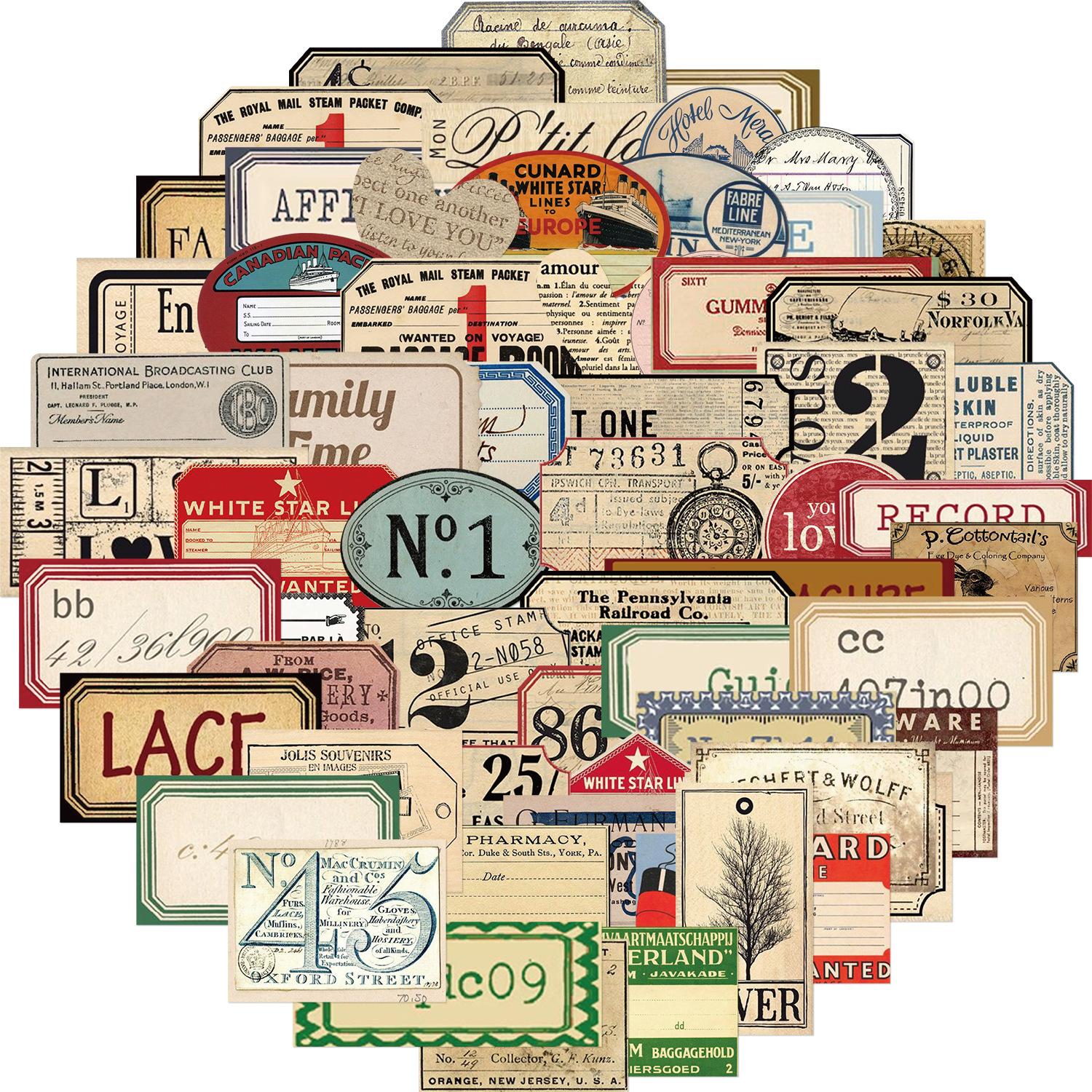 

60 Мультяшные Ретро Английские Липкие Наклейки Украсьте Блокнот Чемодан DIY Водонепроницаемые Наклейки