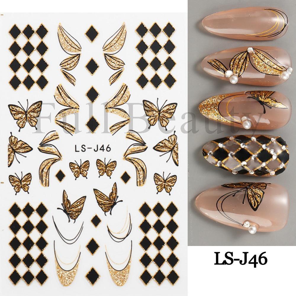 

Блестящие золотые наклейки для ногтей, часы обратного отсчета, безделушки с шампанским, женские аксессуары для ногтей, принадлежности для ногтей LS-J46