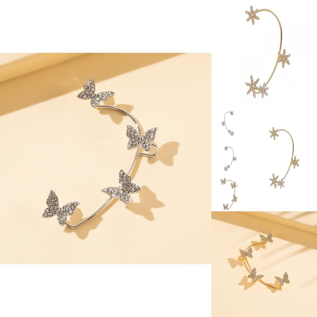 Distinctive Left Ear Snowflake Ear Cuff For Women Gold Alloy Plated Trendy Design