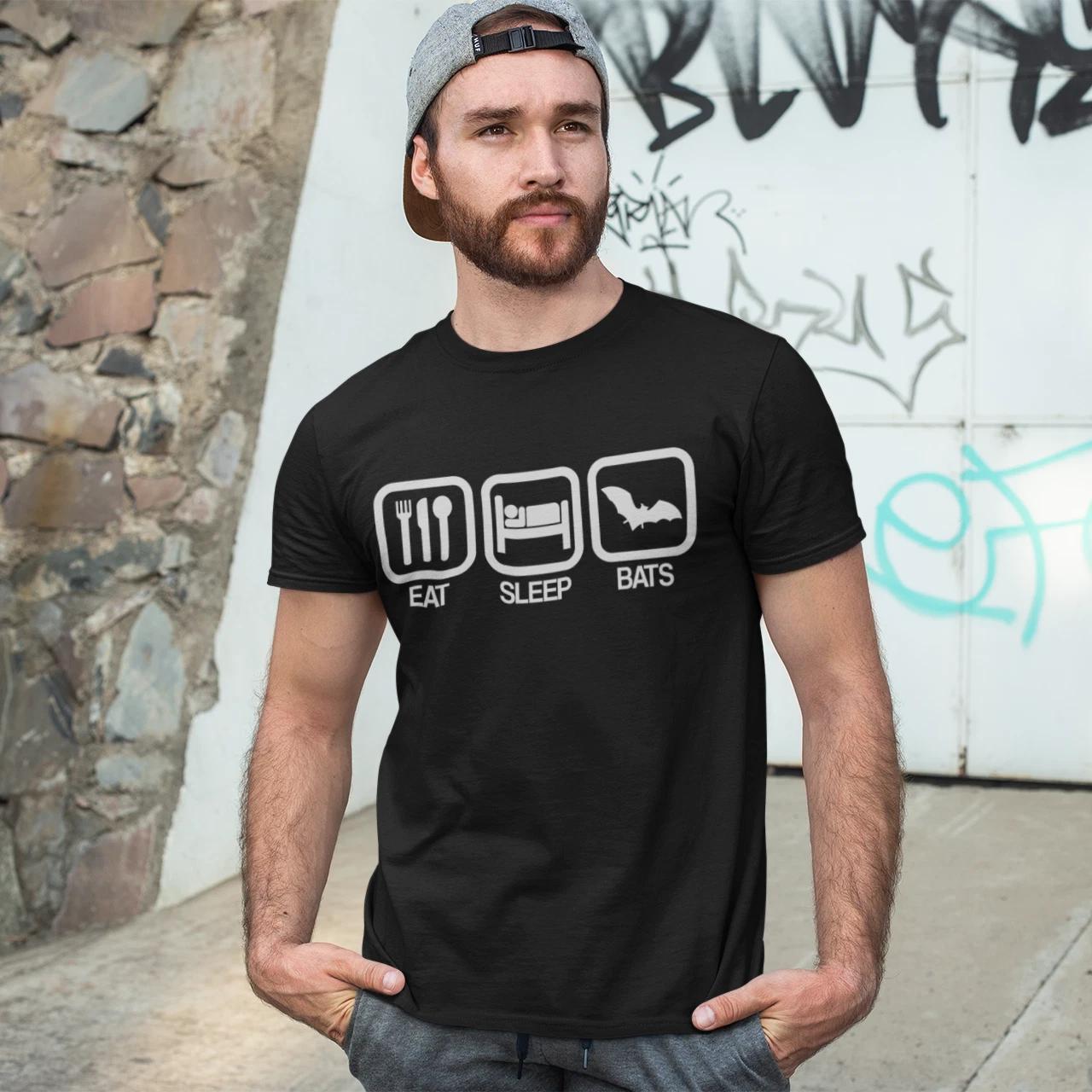 EAT SLEEP BATS T-Shirt - British wildlife animal funny bat box pipistrel goth M