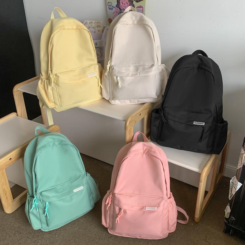 Teenage Backpack Solid Color Student Schoolbag Large Capacity Backpack