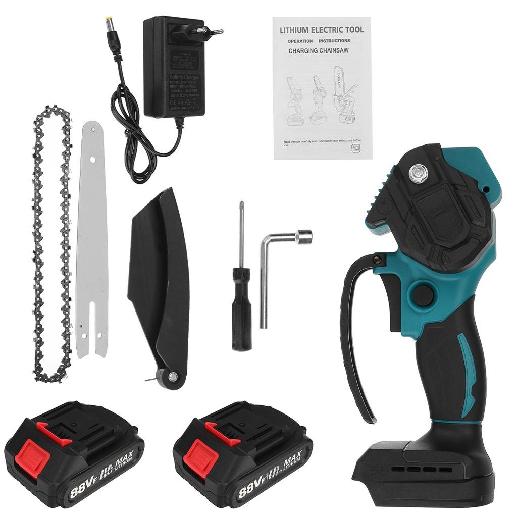 88VF Brushless Electric Chain Saw Mini Chainsaw Rechargeable Wood Cutter Pruning Garden Power Tool For Makita 18V Battery 8 Inches