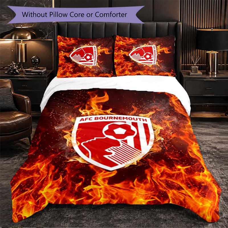 Set Biancheria da Letto Bournemouth Football 3 Pezzi Morbido Set Copripiumino con Federe Set Decorazione Camera da Letto per la Casa