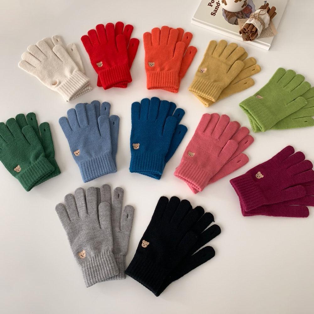 

Синий город [не прикасаемый] цветной медведь, вязаные зимние перчатки для пальцев с отверстием для пальцев, 12 цветов