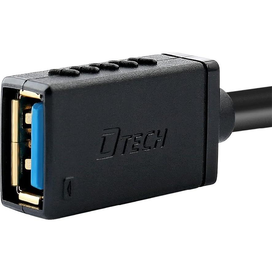 DTECH 6ft USB 3.0 Extension Cable Type A Male to Female Port Cord with Gold Plated Connector (Black, 6 Feet)
