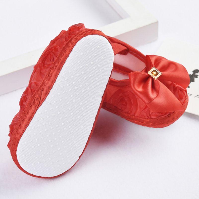 Newborn Baby Girl Shoes First Walkers Lovely Sneakers Infant Kids Girls Rose Flowers Bow Princess Shoes
