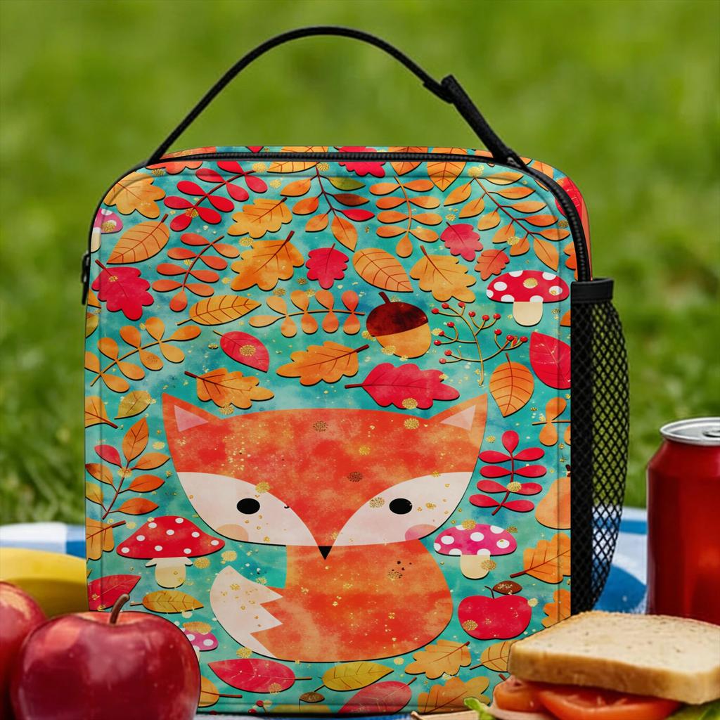 Cute Fox Lunch Bag Office Lunch Box For Unisex Fashion Print Thermal Lunch Bags Oxford Convenient Cooler Bag