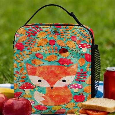 Cute Fox Lunch Bag  Office Lunch Box For Unisex Fashion Print Thermal Lunch Bags Oxford Convenient Cooler Bag
