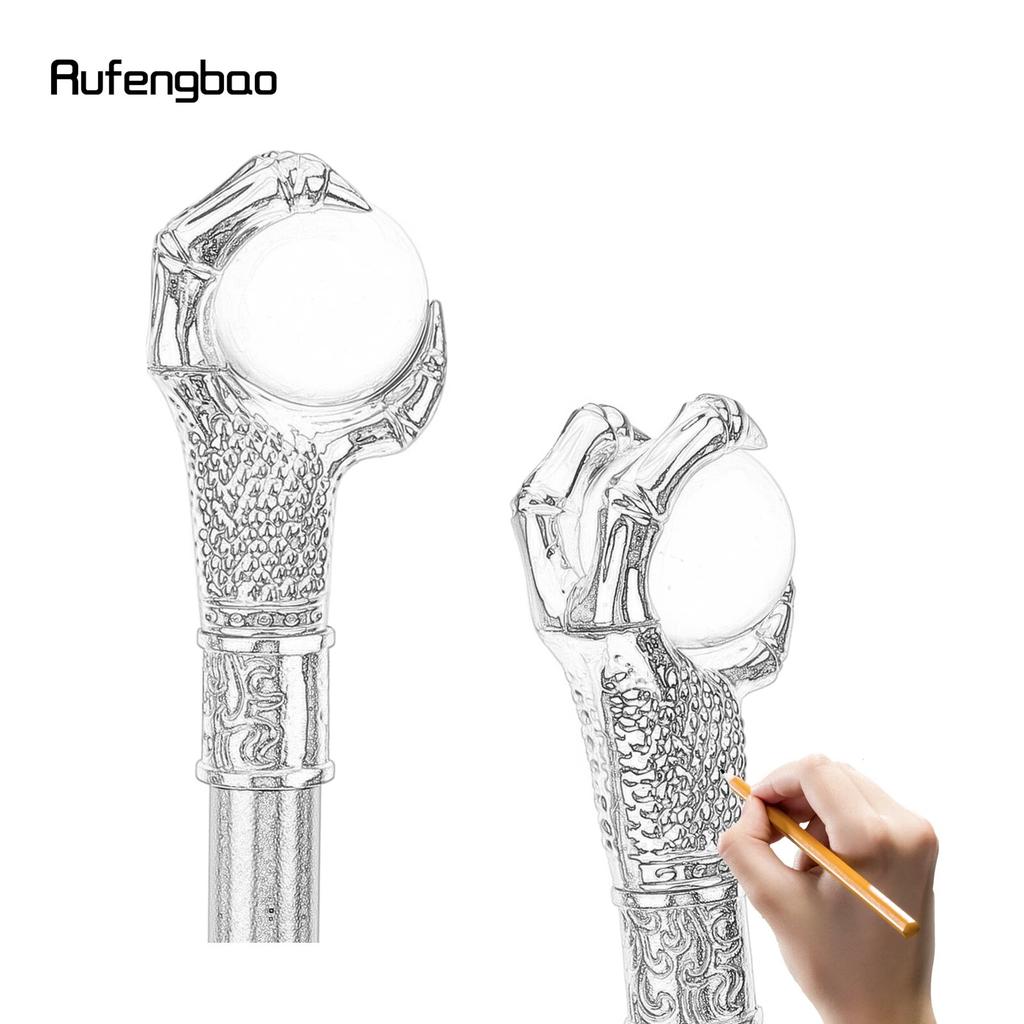 Goldener Drachenklaue-Griff, Glaskugel-Gehstock, modischer dekorativer Gehstock, Gentleman, eleganter Cosplay-Knopf, Crosier, 93 cm