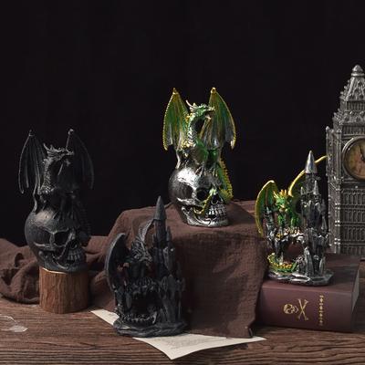 Halloween Skull Magic Dragon Ornament Tabletop Creative Lava Dragon Egg Resin Decoration Holiday Gifts
