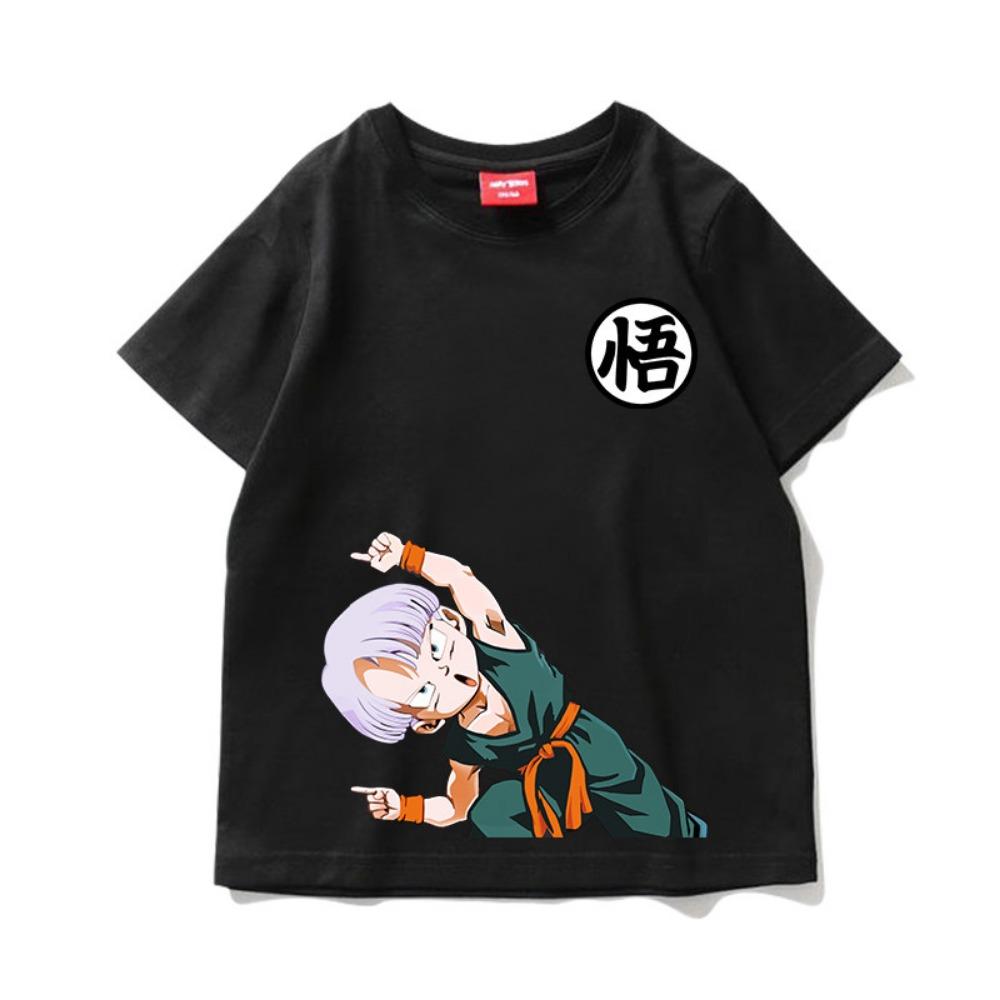 Boys, Girls and Adults Dragon Ball Goku Cartoon Short-sleeved T-shirt, Japanese Anime Fusion Children's Printed Trendy Top
