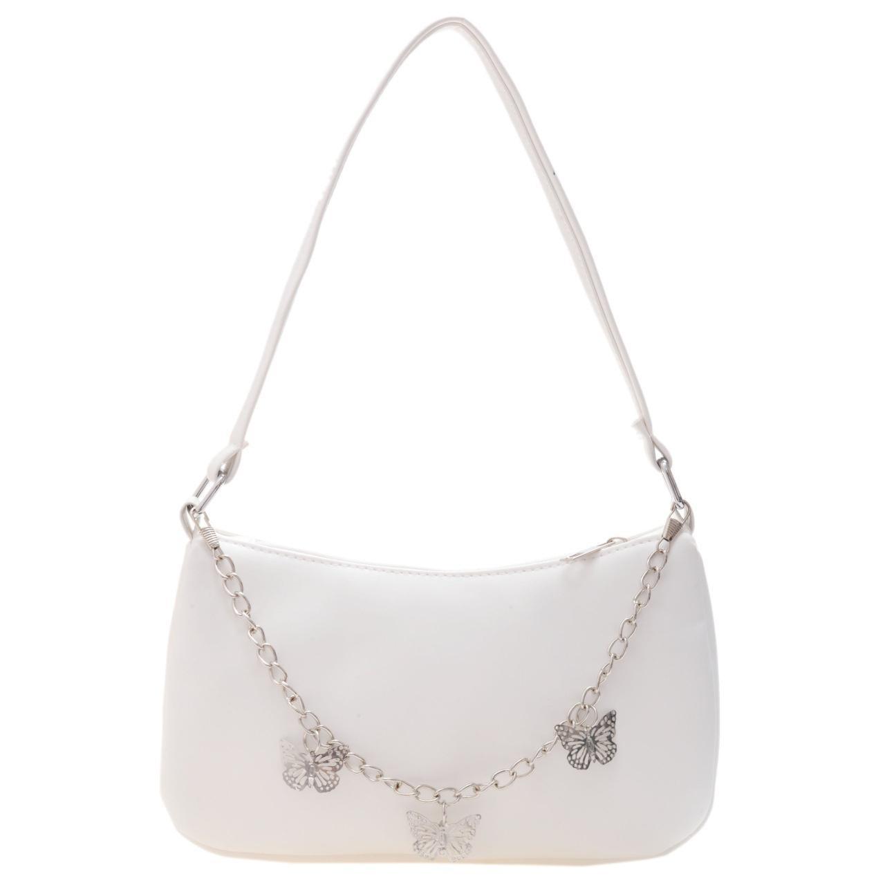 

Модные женские сумки на плечо с цепочкой-бабочкой, повседневные женские однотонные маленькие кошельки, элегантные сумки из искусственной кожи белый