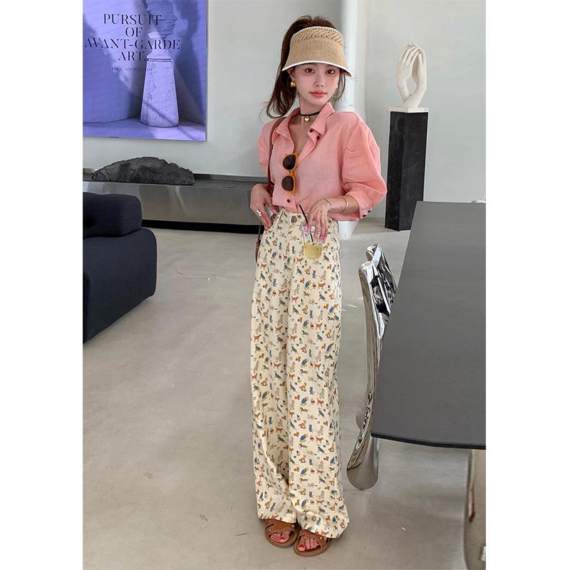 

Guangzhou Thirteen Hongs Cartoon Print Women s High-Waisted Wide-Leg Jeans Extra Large абрикосовий