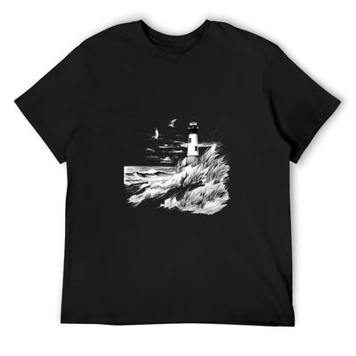 Lighthouse T-Shirt Hippie Clothes Korean Fashion Plus Sizes Mens Funny T Shirts