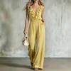 2026 European and American cross-border Amazon's new ruffle edge V-neck temperament fashionable and elegant slim women's jumpsuit