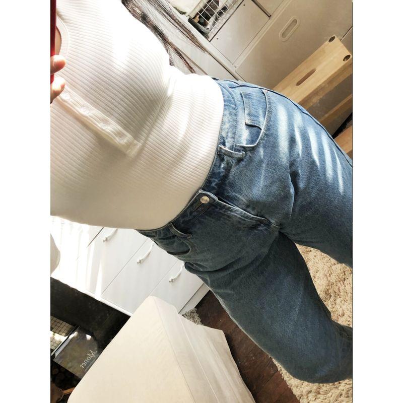 Miss Biggie Fashion Plus Size Slim Looking Easiest for Match All Cotton Non-Elastic High Waist Loose Loose Tapered Pants Denim
