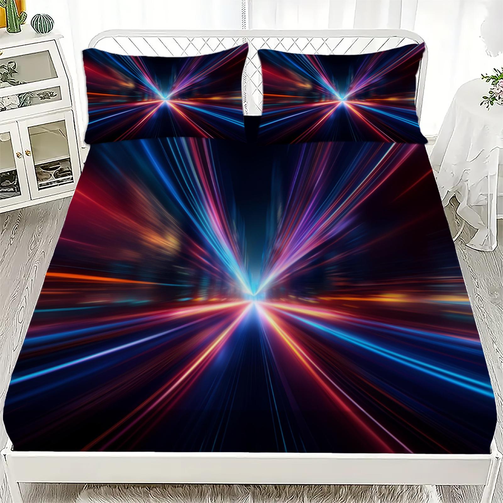 

3D Fitted Sheet Set Celestial Personalized Pattern Astronaut & Star Series + 1 or 2 Pillowcases With Starry Sky Patterns 90x200cmx25