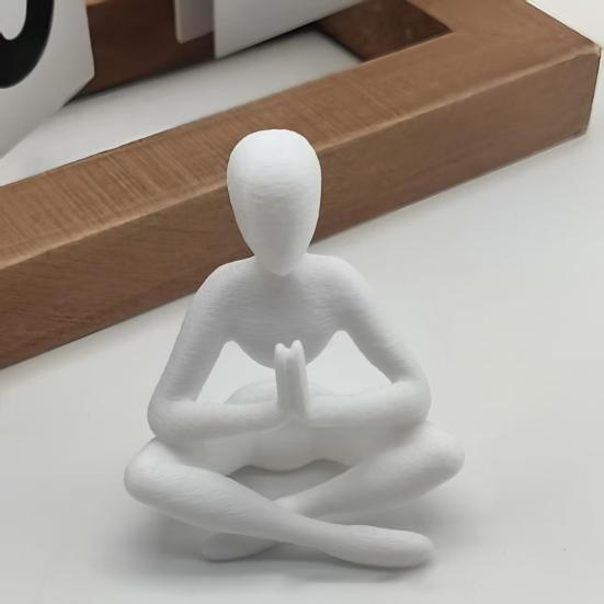 3D Printed Thinker Style Abstract Sculpture, Meditator Statue Collectible Figurines, Home Office Bookshelf Desktop Decor