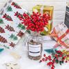 10/20pcs Christmas Artificial Red Berries Stemed Holly Berry Pine Cone Fake Flower  Xmas Tree New Year Party DIY Home Decoration