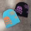 Skull Knitted Unisex Pumpkin Hat With Letter Design For Fall And Winter Seasons