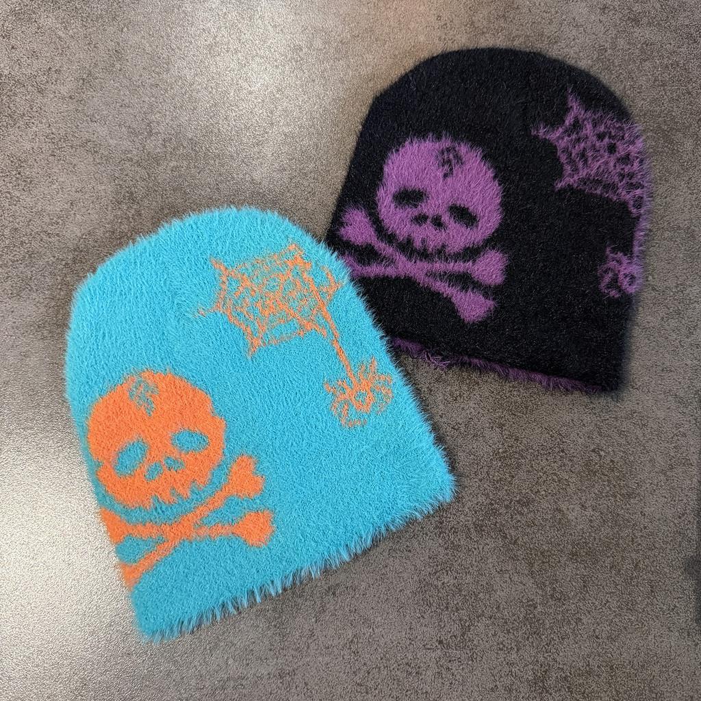 Skull Knitted Unisex Pumpkin Hat With Letter Design For Fall And Winter Seasons