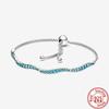 925 Sterling Silver Basic Snake Chain Fiori Blu Ondulato Slider Bracciali Adatti Originale Marchio Charms Donne Ragazza Fai da Te Creazione Gioielli