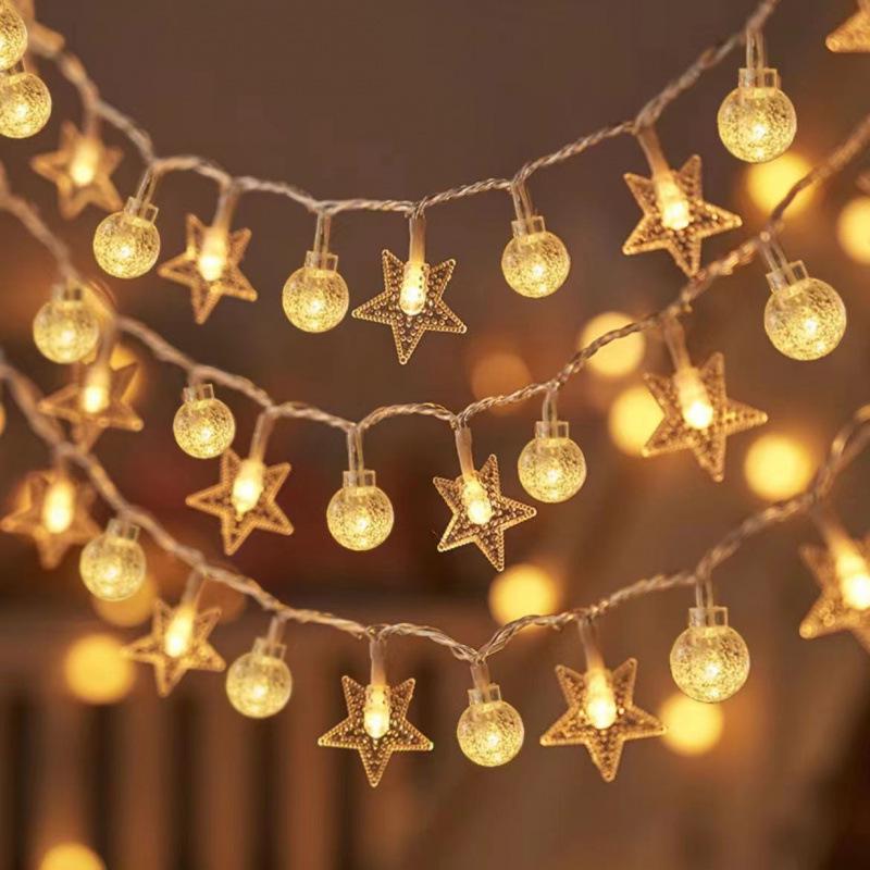 LED Star Ball String Lights - Fairy Room & Party Décor, Battery Operated
