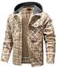 Men's Jackets Winter Hooded Warm Coat Casual Thicken Plaid Work Flannel Snap Sherpa Lined Fleece Clothing US Size