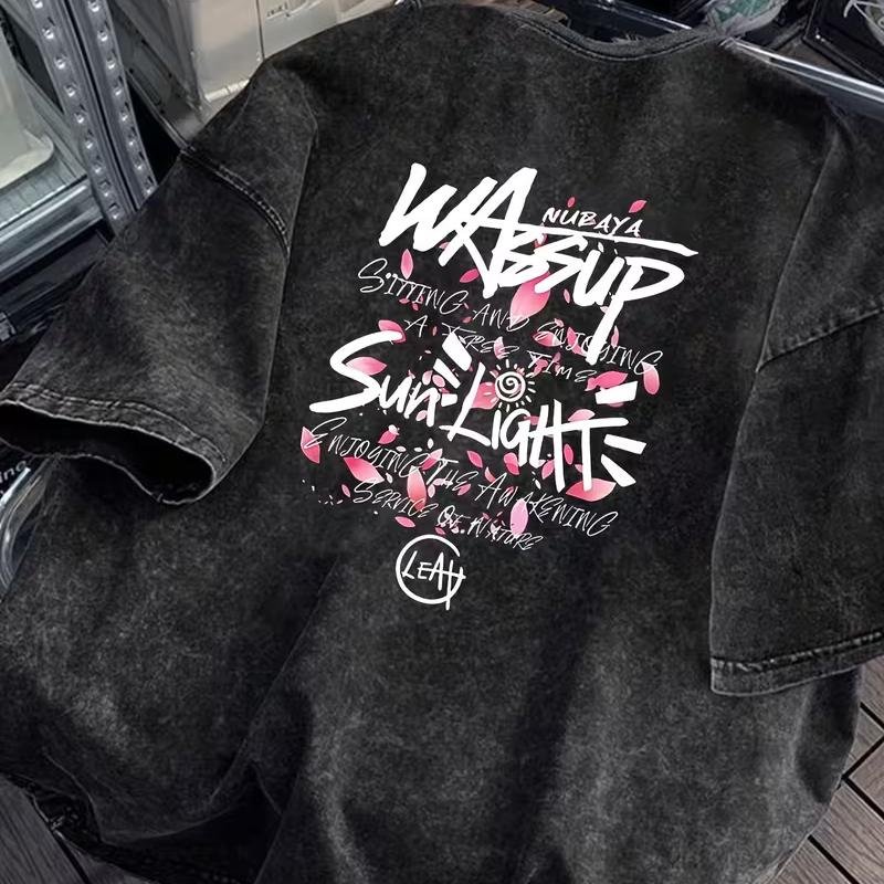 Wassup Sunlight Tokyo Japan City Graphic Acid Wash T-Shirt Vintage Japanese Streetwear Oversized Casual Tops For Men Women