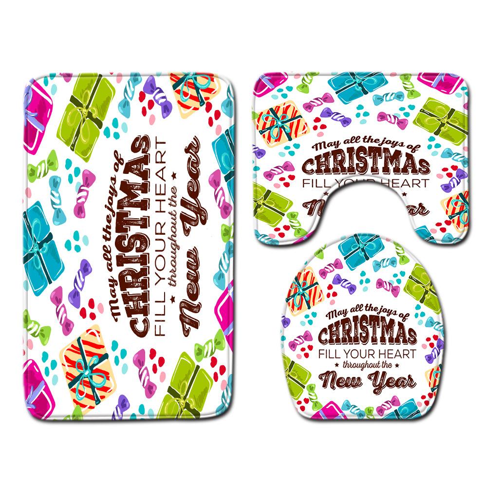 Christmas Bathroom Floor Mat Toilet Three-Piece Set