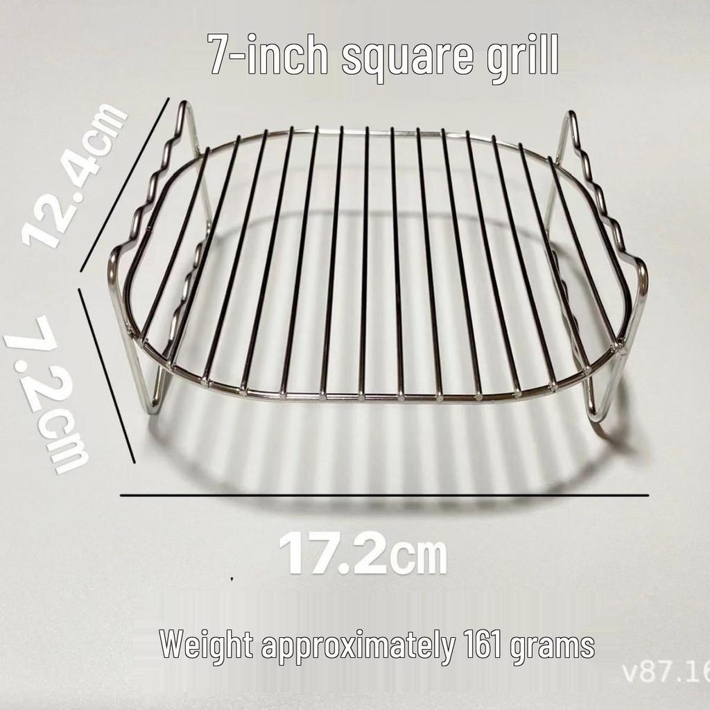 Stainless Steel Double-Layer Air Fryer Grill Rack with Skewers