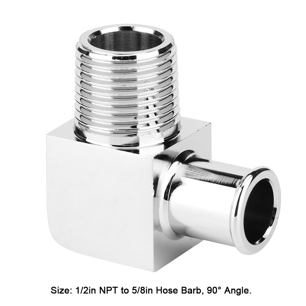 Aluminum Alloy Heater Hose Fitting 90 Degree Connector 1/2in NPT To 5/8in Hose Barb