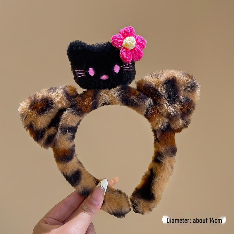 2024 Cute Cartoon Plush Headband for Women - Makeup, Hair Clip & Tie