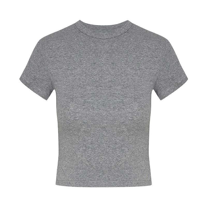 Basic Style Silm Pullover Tops round Neck Short Sleeve T-shirt