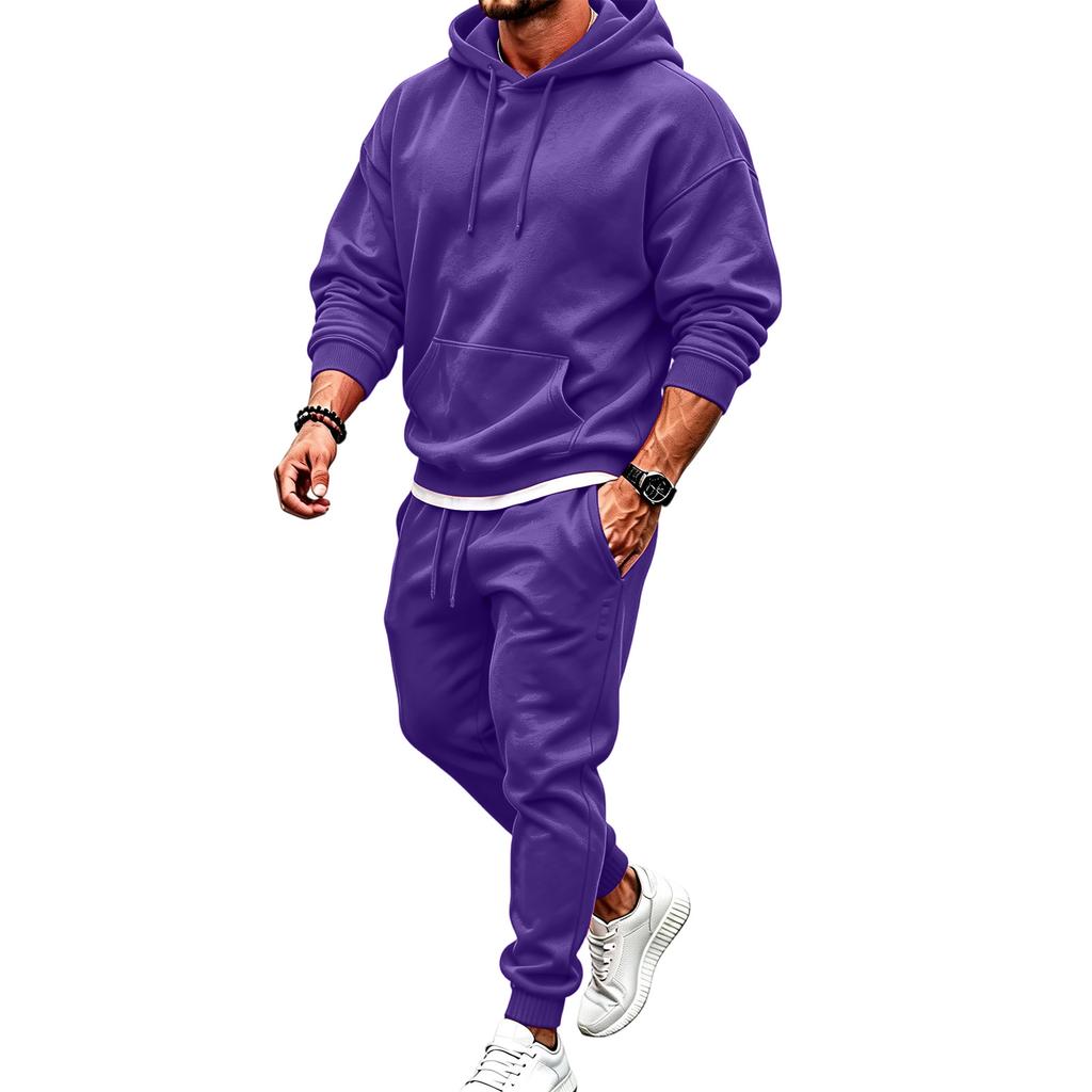 Conjunto de Moletom Unissex com Capuz e Calça Jogger de 2 Peças para Homens e Mulheres
