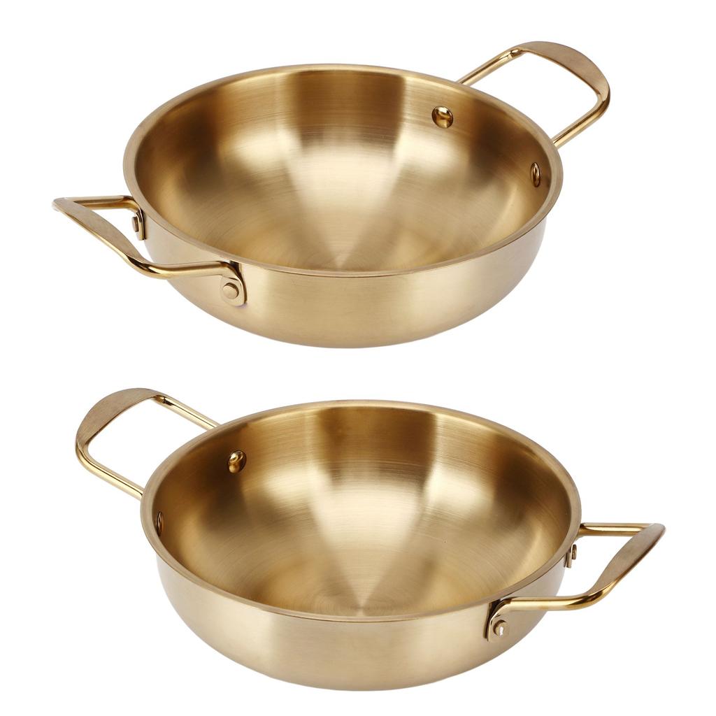 Gold Korean Ramen Pot Stainless Steel Noodle Pot Portable Kitchen Cooking Pot for Household
