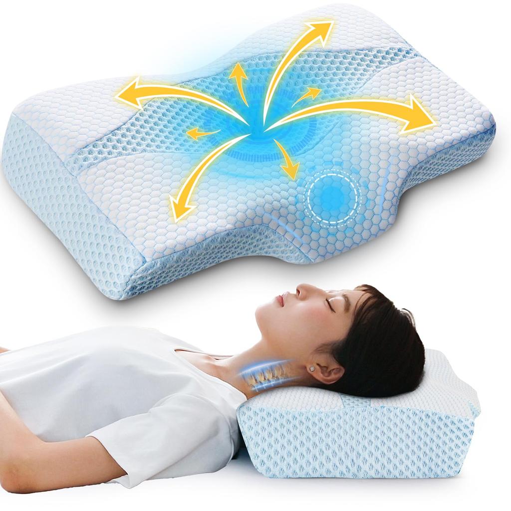 MyeFoam Pillow for Restful Shoulder Memory Foam Pillow with Concave Hollow Design for Head Stability and Reduced Neck and Shoulder Adjustable Height