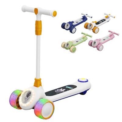 SFUN Kids' Kick Scooter with Illuminated Wheels, Foldable, 4-Level Adjustable Height, Birthday Gift, Christmas Gift (Orange)